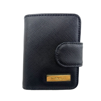 Mel&Co Saffiano Leatherette Key Holder with Gusset Pocket Black