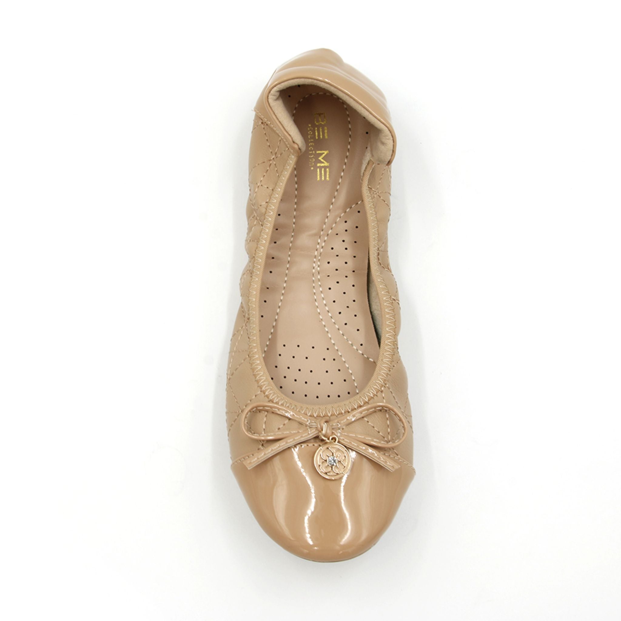 BeMe Ballerina Foldable Flat Shoes - Beige (MF048)
