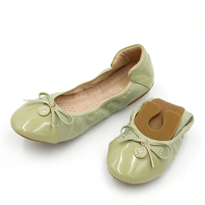 BeMe Ballerina Foldable Flat Shoes - Green (MF048)