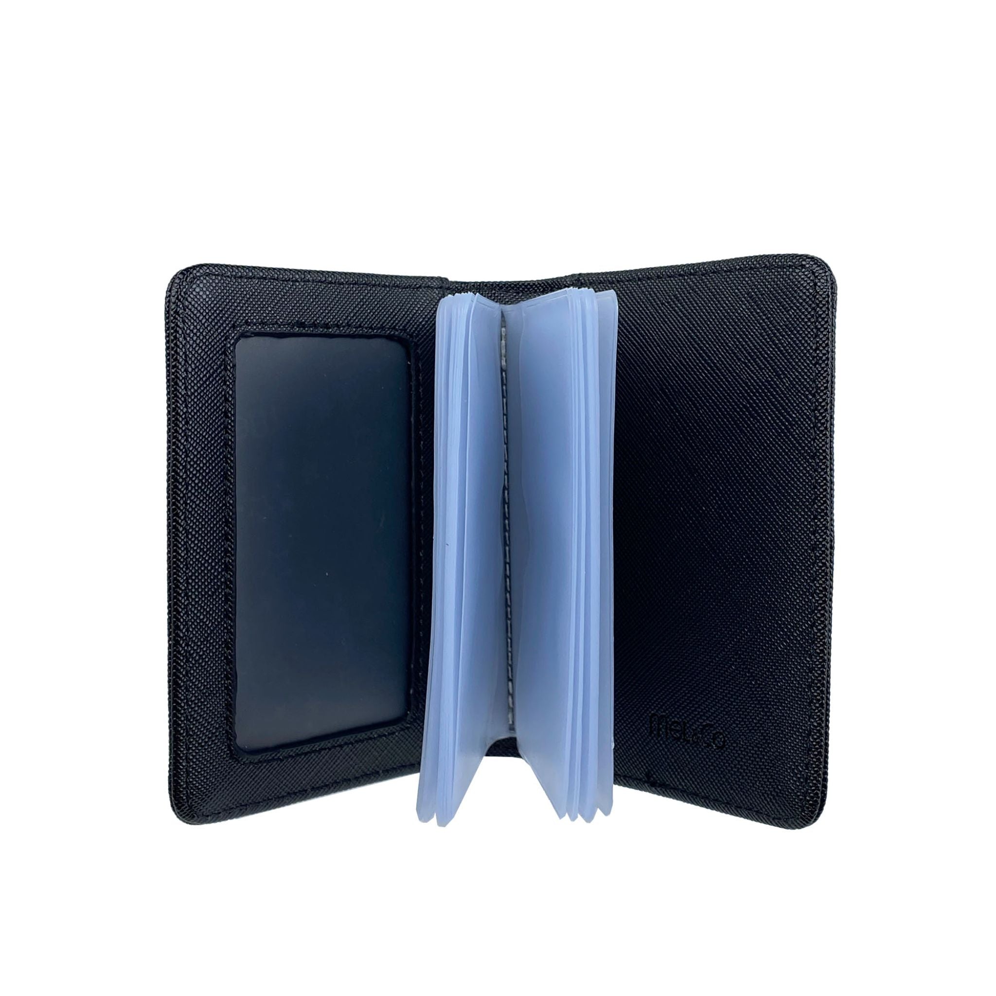 Mel&Co Saffiano Leatherette Bifold Card Holder Black