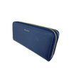 Mel&Co Saffiano-effect Double Zip-around Large Wallet With Wrist Strap - Navy