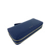 Mel&Co Saffiano-effect Double Zip-around Large Wallet With Wrist Strap - Navy