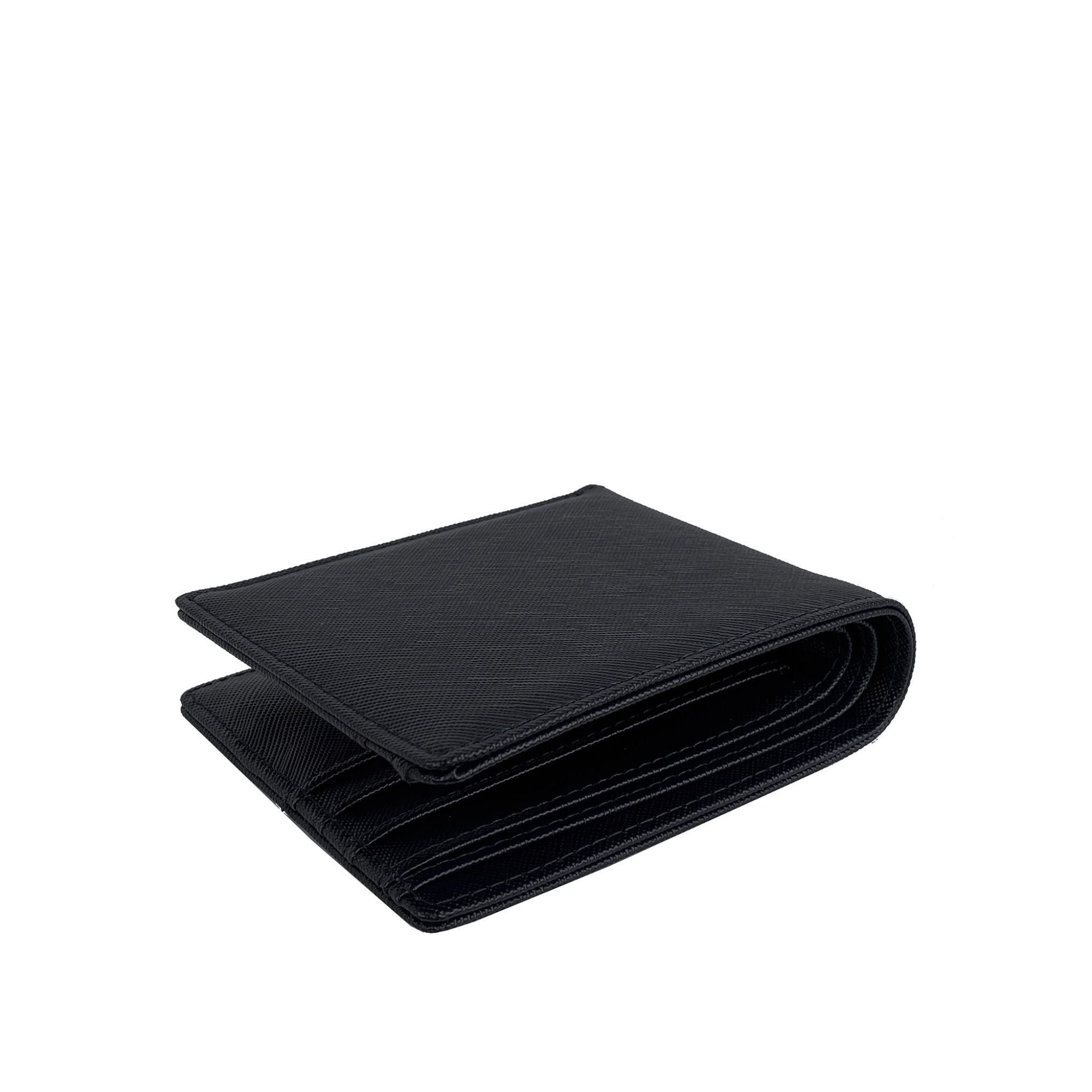 Mel&Co Saffiano Leatherette Basic Bi-Fold Wallet Black