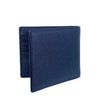 Mel&Co Saffiano Leatherette Bi-Fold Wallet With Flap Pocket Navy