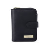 Mel&Co Saffiano Leatherette Bifold Side Zipped Compartment Wallet Black