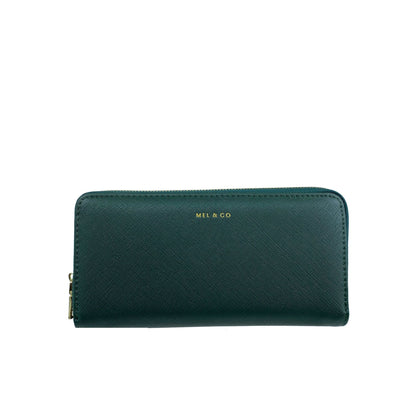 Mel&Co Saffiano-effect Zip-around Wallet - Forest Green