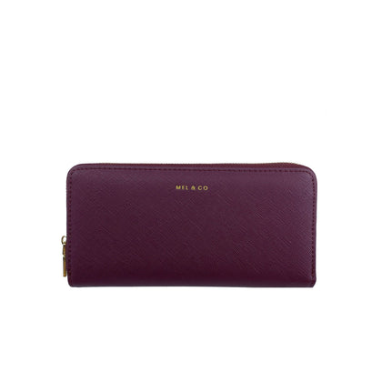 Mel&Co Saffiano-effect Zip-around Wallet - Wine