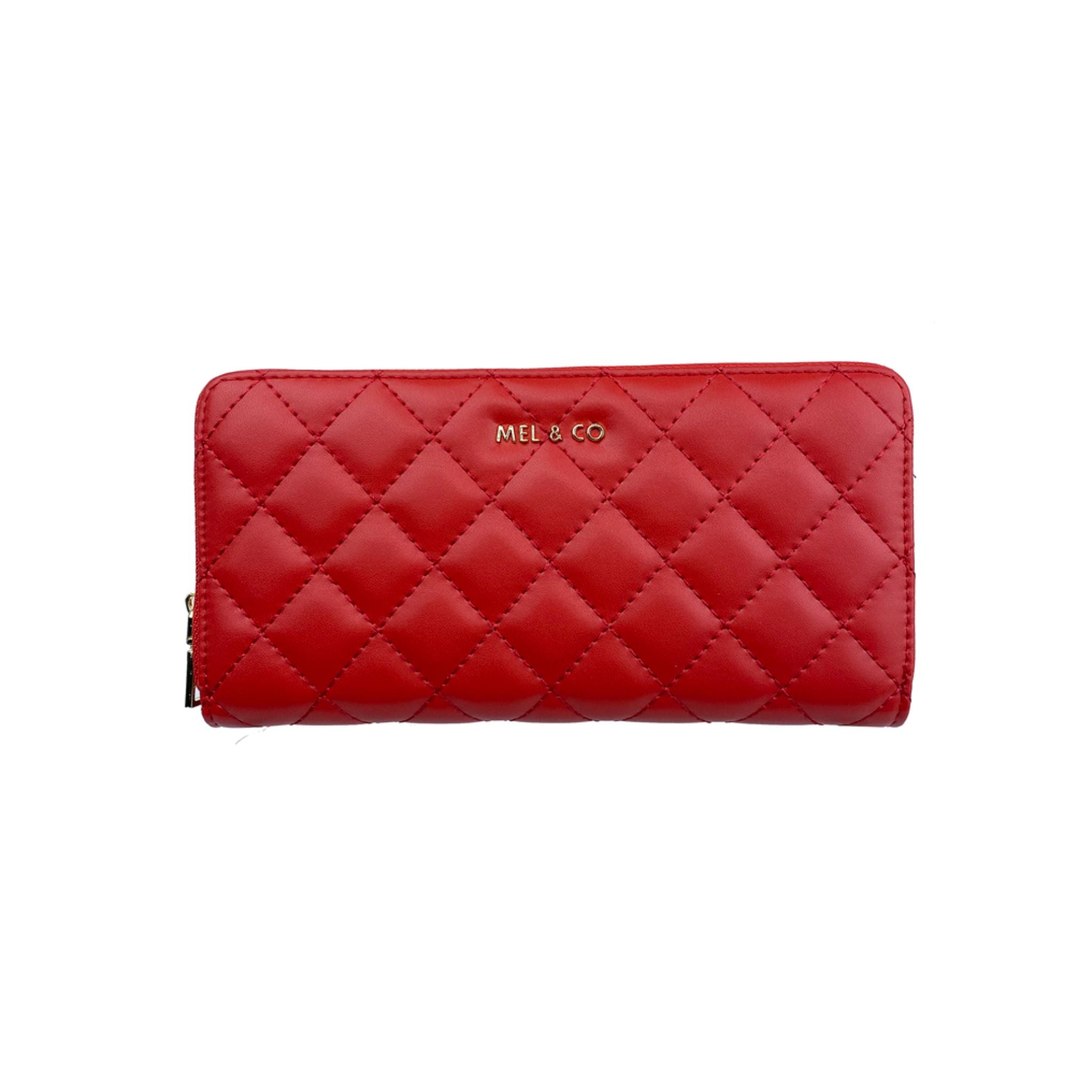 Mel&Co Quilted Zip-Around Wallet Red