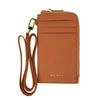 Mel&Co Saffiano-Effect L-Zip Lanyard Card Holder Pouch Tan