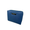 Mel&Co Saffiano Leatherette Bifold Zip Coin Card Wallet - Blue
