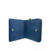Mel&Co Saffiano Leatherette Bifold Zip Coin Card Wallet - Blue