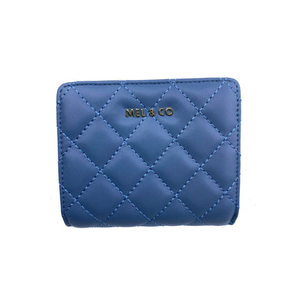 Mel&Co Quilted Bifold Snap Wallet With Zip-Around Compartment Ash Blue