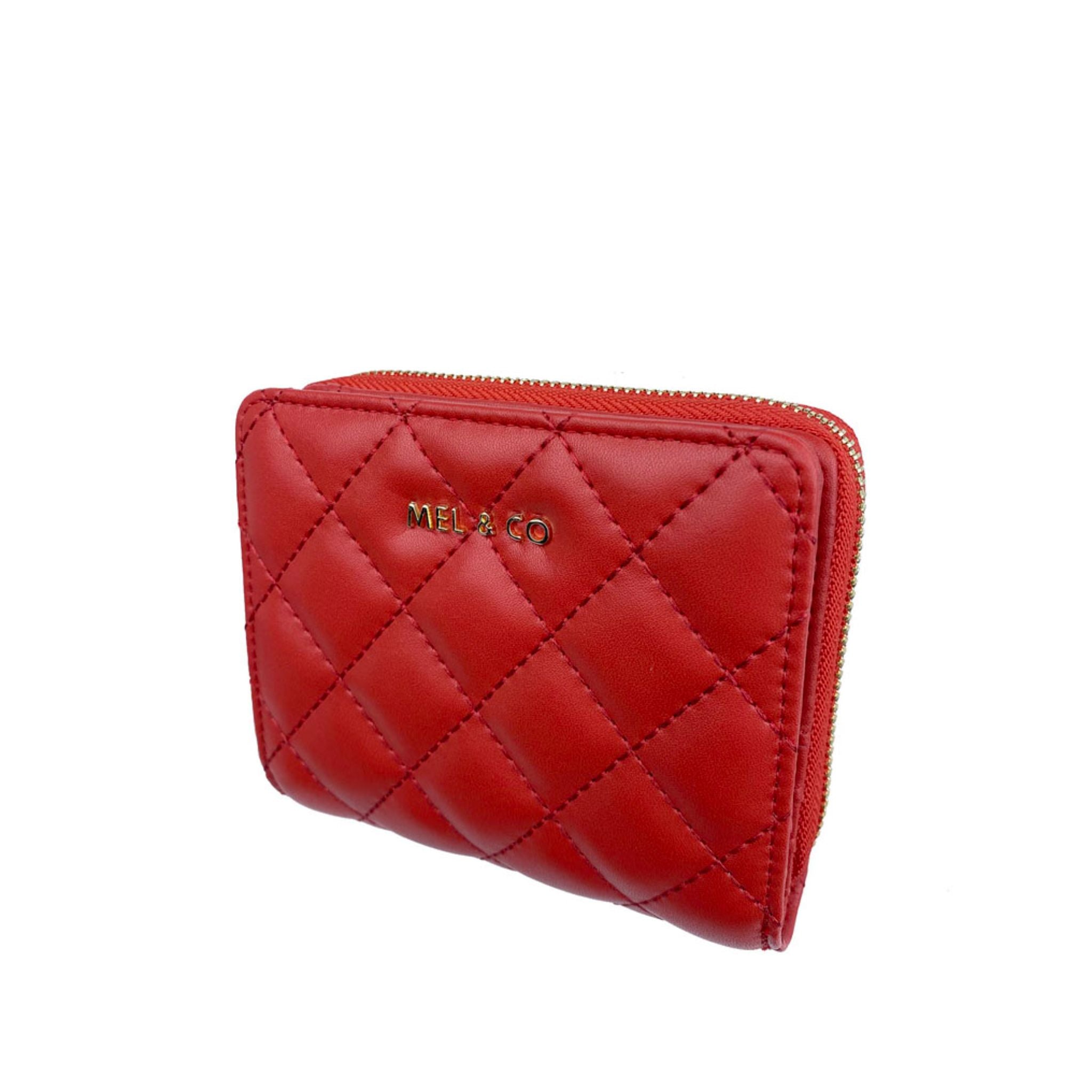 Mel&Co Quilted Bifold Snap Wallet With Zip-Around Compartment Red