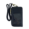 Mel&Co Saffiano Leatherette Zip-Up Lanyard Card Holder Black