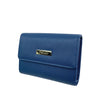 Mel&Co Saffiano Leatherette Half Flap Mid-Size Wallet Blue