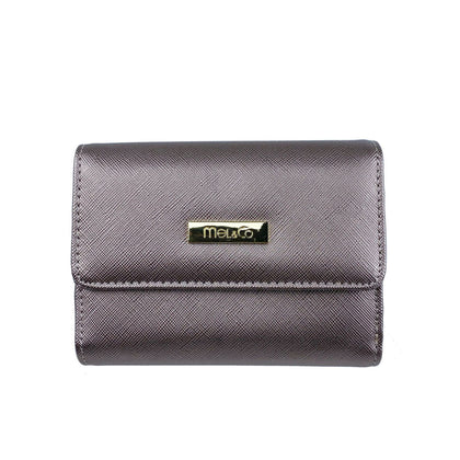 Mel&Co Saffiano Leatherette Half Flap Mid-size Wallet - Gun