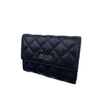 Mel&Co Quilted Tri-Fold Half Flap Wallet Black