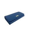 Mel&Co Saffiano Leatherette Tri-Fold Flap Large Wallet Blue