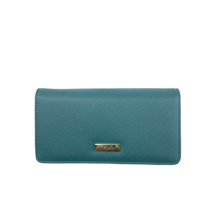 Mel&Co Saffiano Leatherette Tri-Fold Flap Large Wallet Sea Green