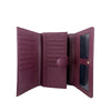 Mel&Co Saffiano-Effect Tri-Fold Flap Large Wallet Wine
