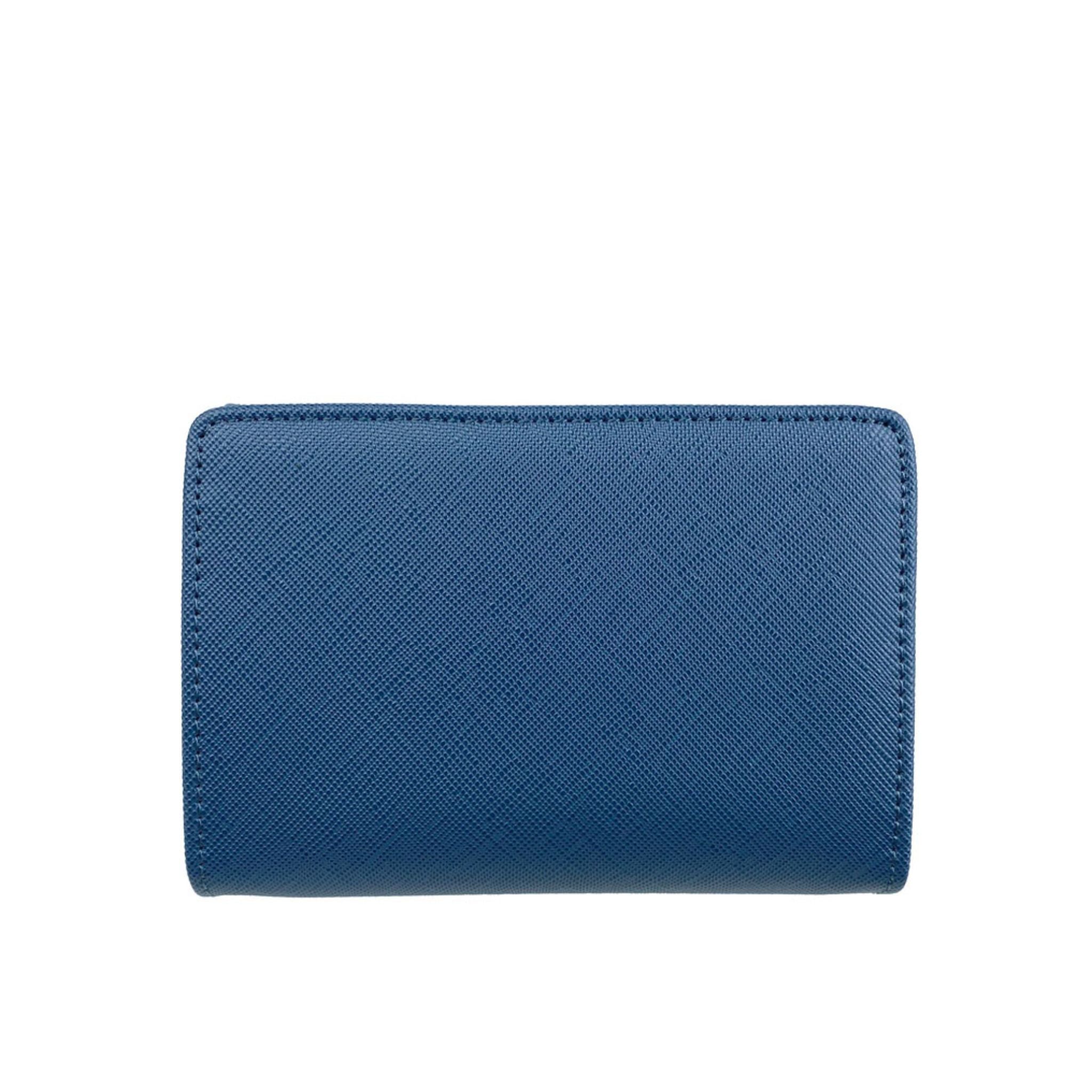 Mel&Co Saffiano Leatherette Tri-fold Wallet With Zipper Compartment Blue