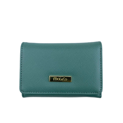 Mel&Co Saffiano Leatherette Tri-fold Wallet With Zipper Compartment Sea Green
