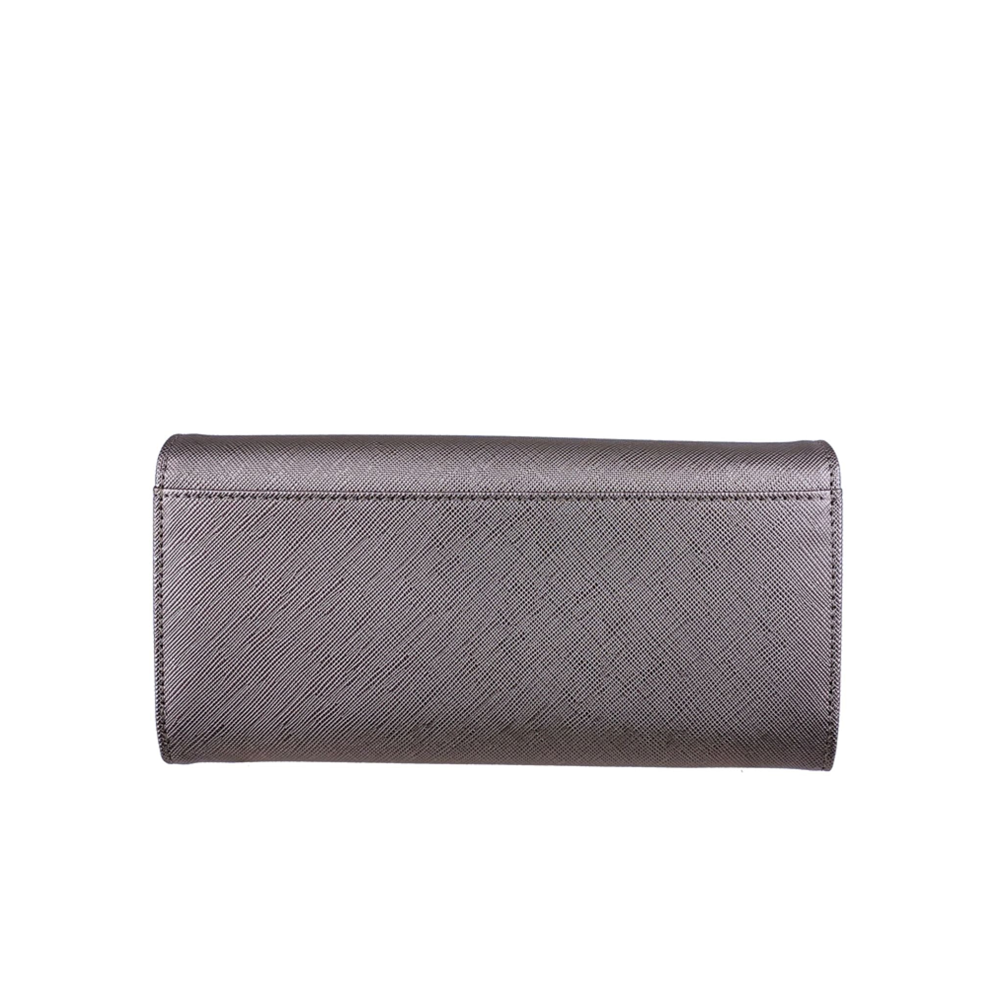 Mel&Co Saffiano Leatherette Basic Flap Long Wallet Gun