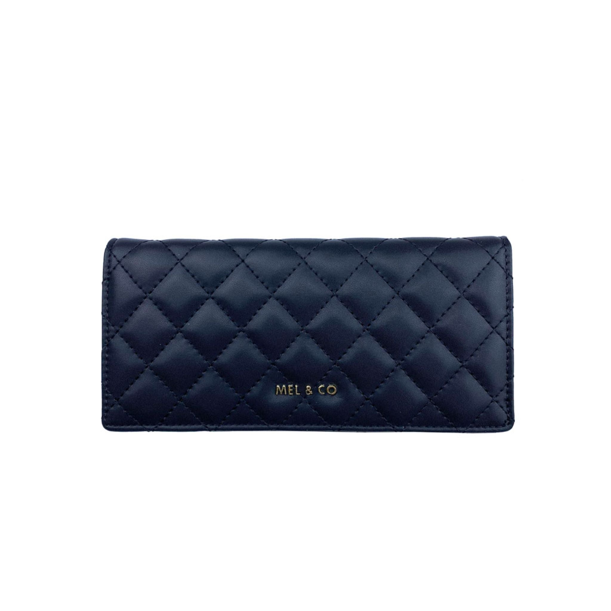 Mel&Co Quilted Basic Flap Long Wallet Black