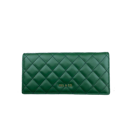 Mel&Co Quilted Basic Flap Long Wallet Green