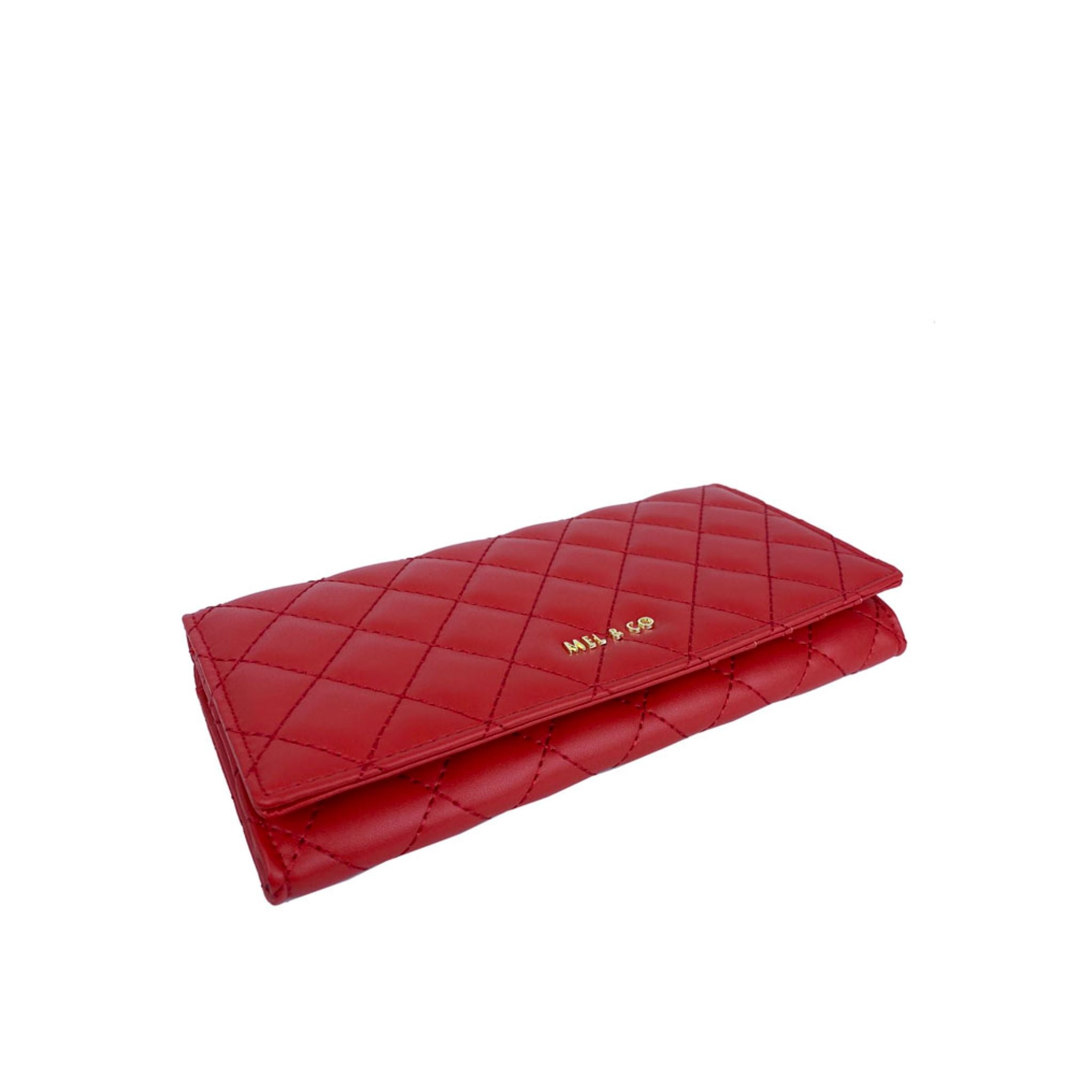 Mel&Co Quilted Basic Flap Long Wallet Red