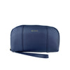 Mel&Co Saffiano-Effect Loop Handle Zip-Around Wristlet Pouch Navy