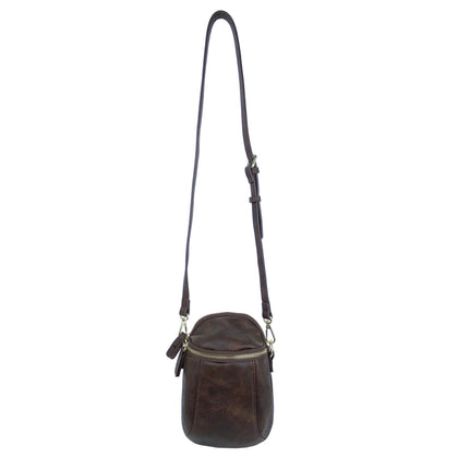 Mel&Co Faux Leather Sling Pouch Small Dark Brown