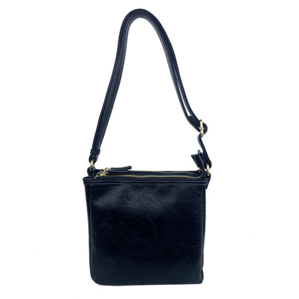 Mel&Co Faux Leather Double Compartment Sling Bag Black