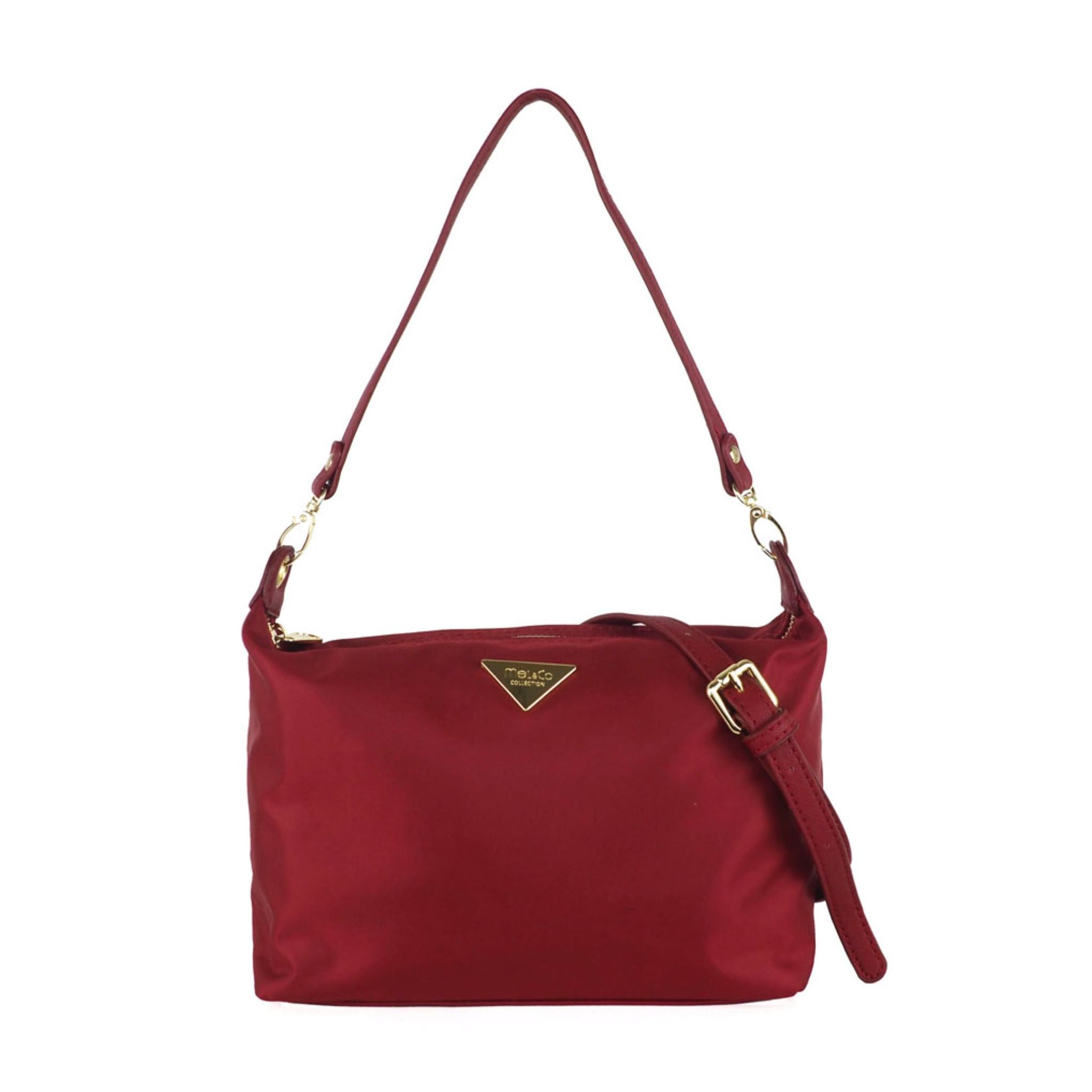 Mel&Co Basic Nylon Shoulder Sling Bag Dark Red
