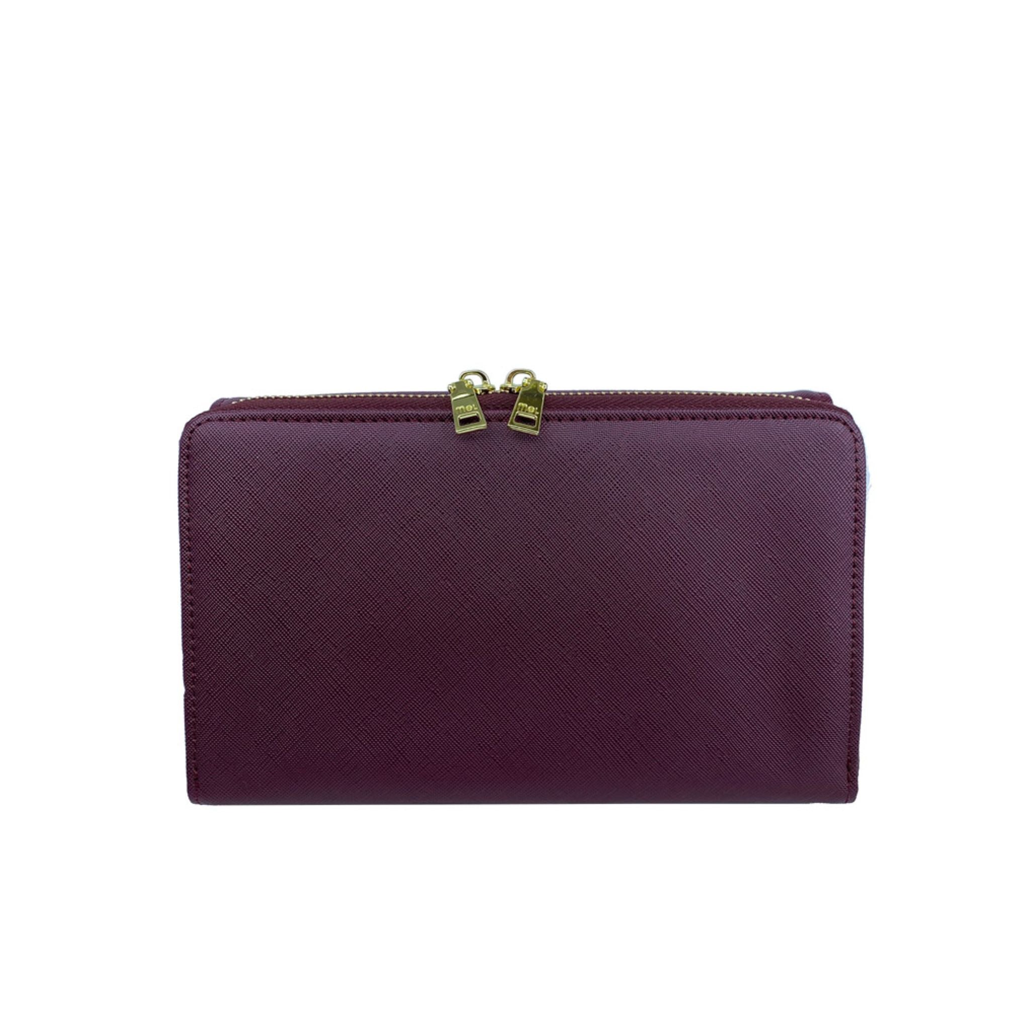 Mel&Co Saffiano-Effect Chain Wallet With Flap Compartment Wine