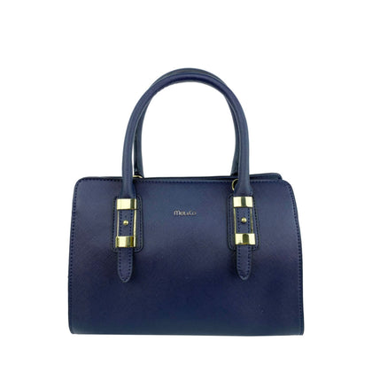 Mel&Co Saffiano-Effect Satchel With Metal Buckle Detail Navy