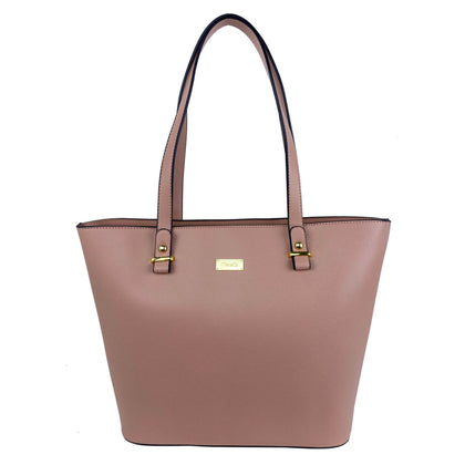 Mel&Co Embossed Faux Leather Tote Bag Pink