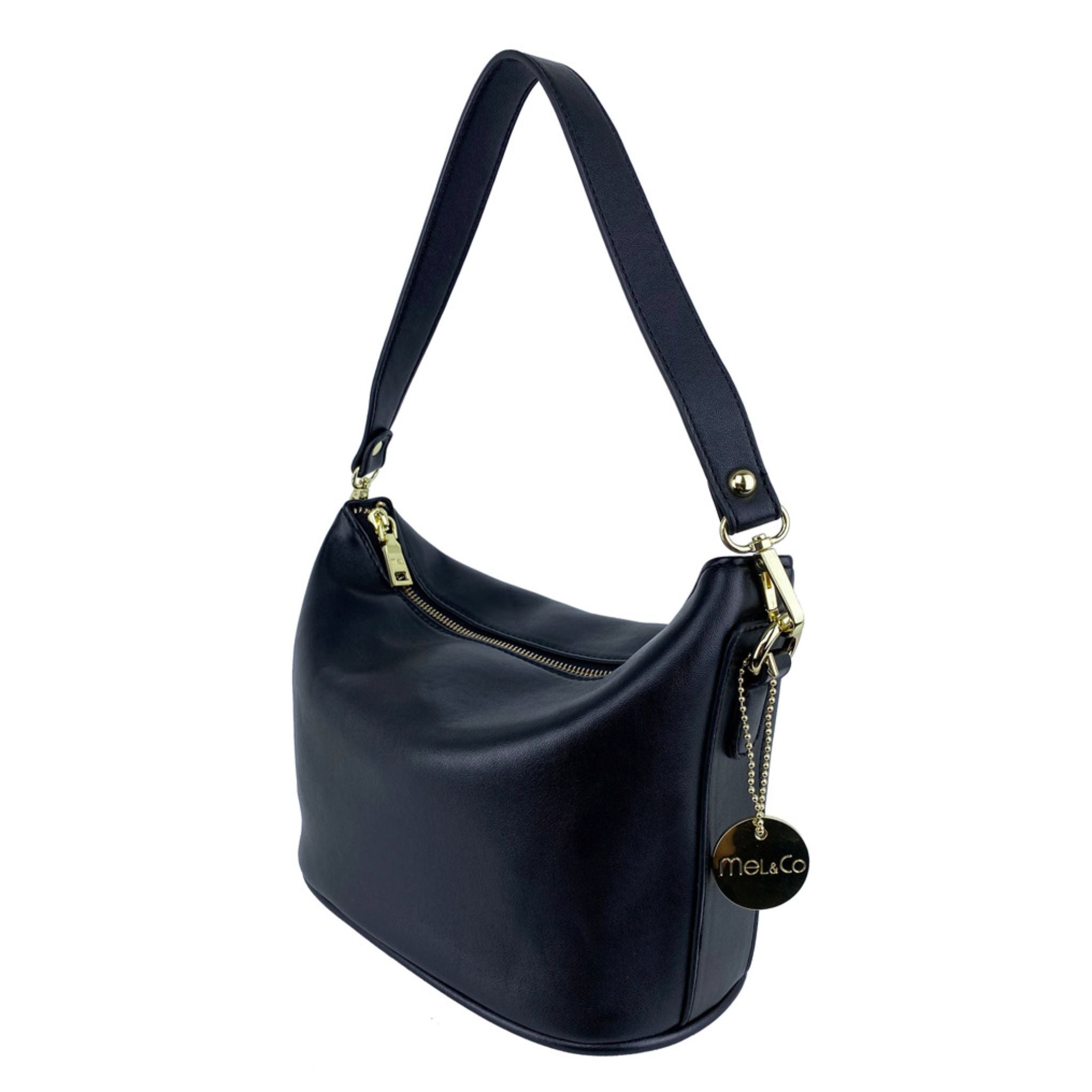 Mel&Co Soft Basic Shoulder Sling Bag Black