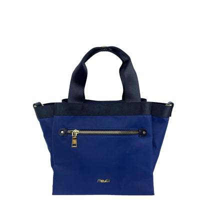 Mel&Co Nylon Satchel Top Handle With Front Zip Pocket Navy