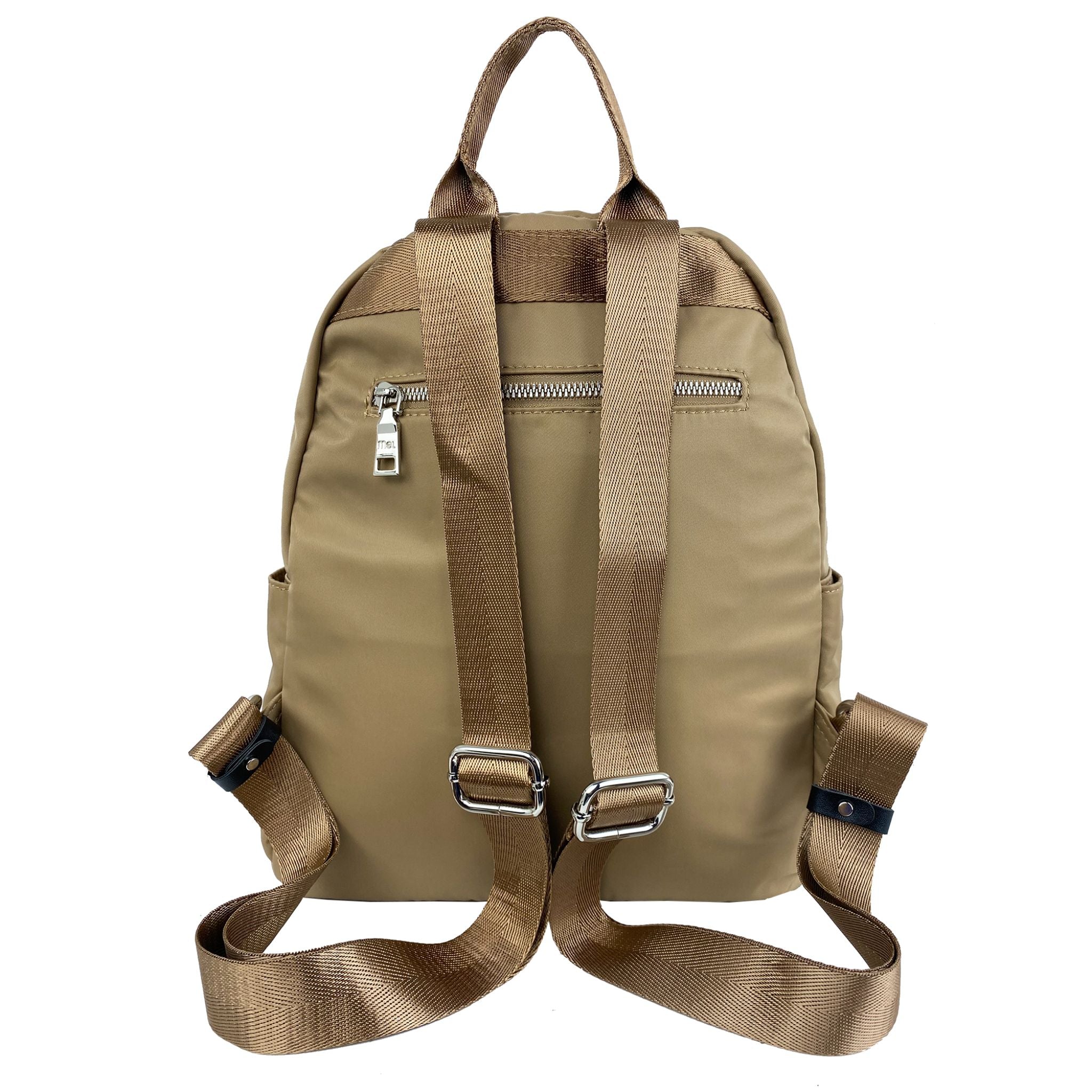 Mel&Co Nylon 3-Tier Round Top Backpack Beige