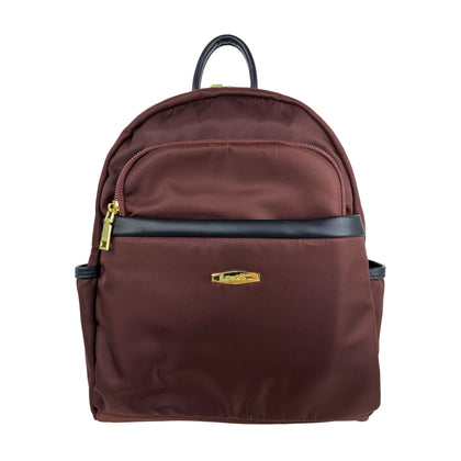 Mel&Co Nylon Backpack With Leather Trims - Reddish Brown