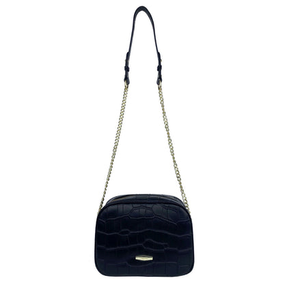 Mel&Co Croco Semi-Chain Sling Bag Black