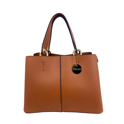 Mel&Co Grainy Satchel With D Rings Detail Tan