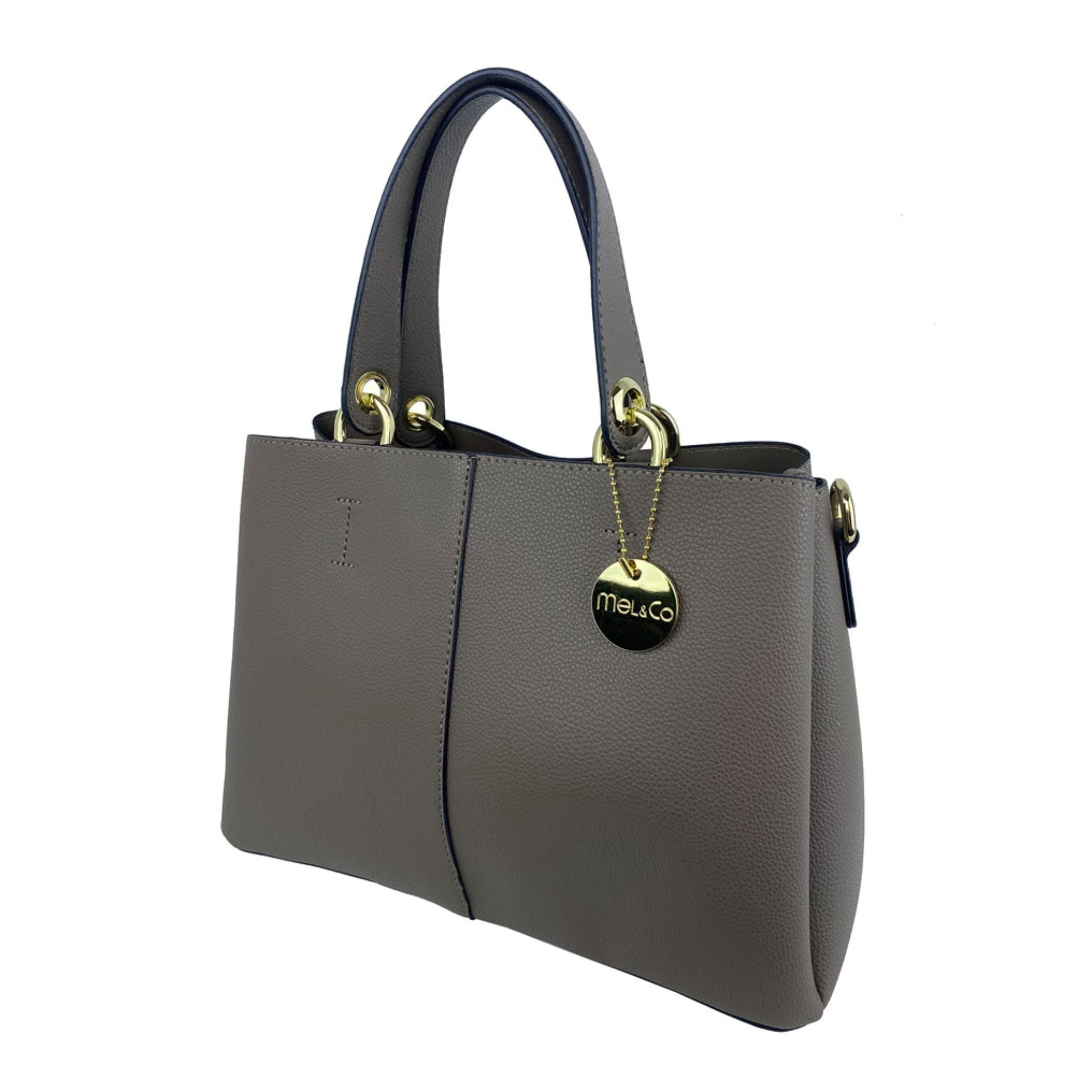 Mel&Co Grainy Satchel With D Rings Detail Taupe