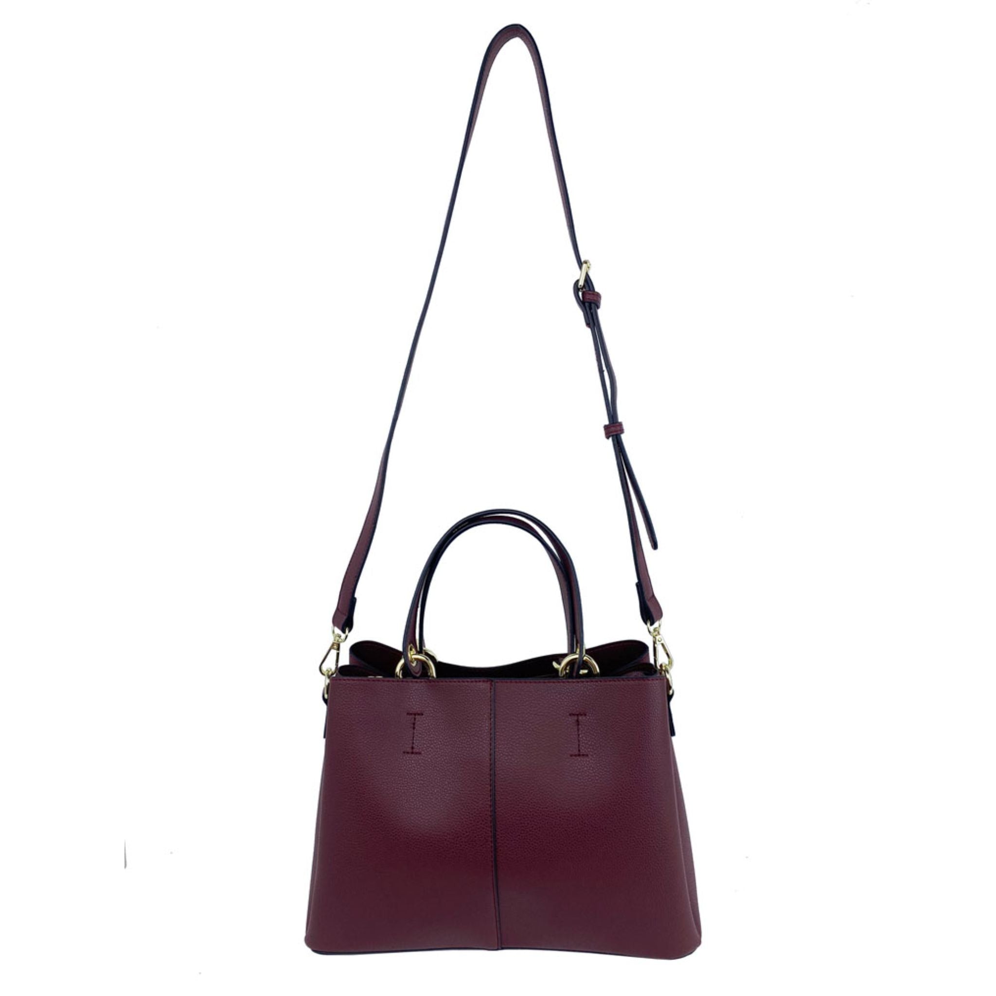 Mel&Co Grainy Satchel With D Rings Detail Wine
