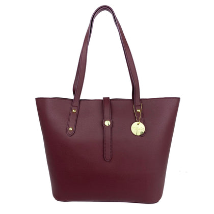 Mel&Co Grainy Tote Bag With Belt Snap Wine