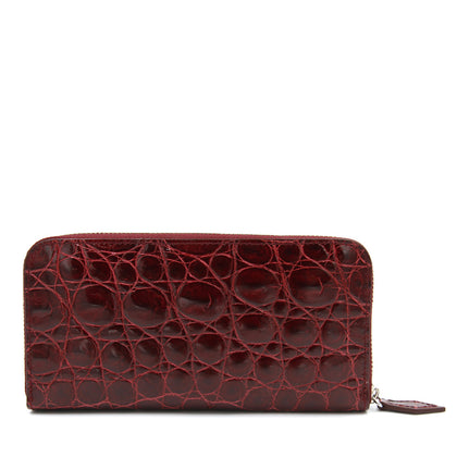 Sancho Genuine Crocodile Leather Zip-around Long Wallet - Wine