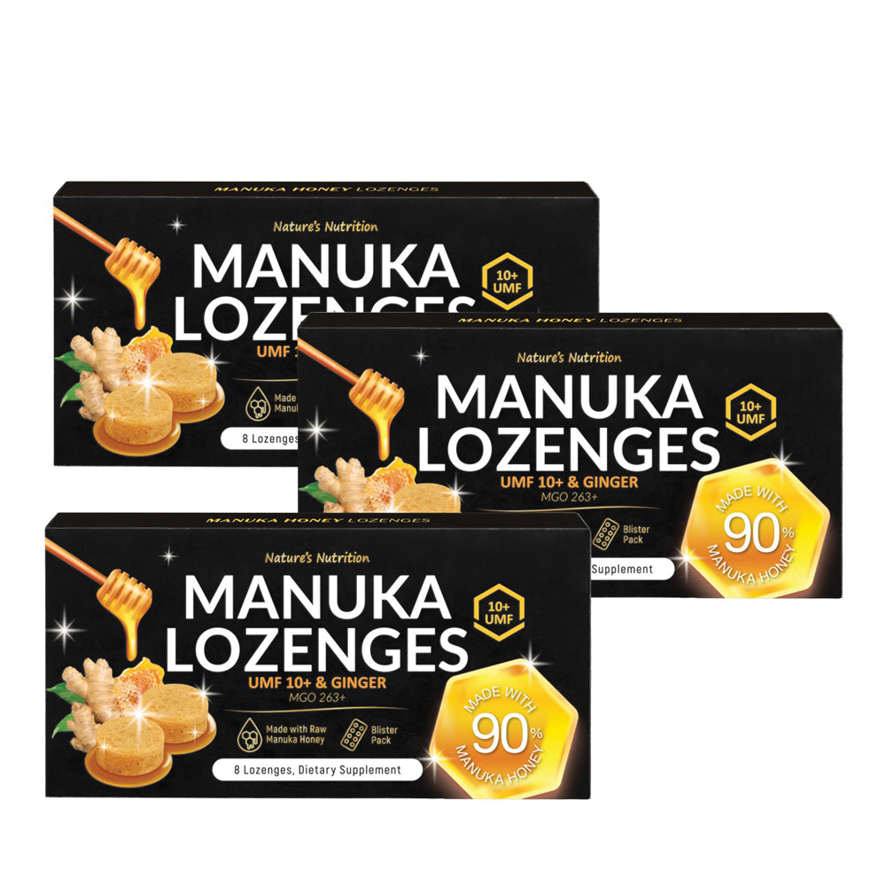 Nature's Nutrition Manuka UMF 10+ Lozenges with Ginger 8's (Bundle of 3)