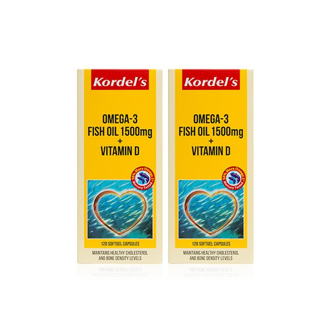 Kordel's Omega 3 Fish Oil 1500mg + Vitamin D Twinpack C120 X 2