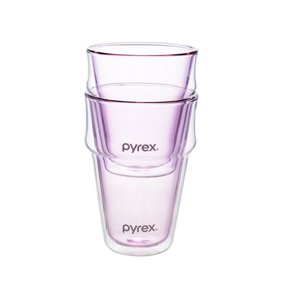 Pyrex 2pc Stackable Double Wall Glass Set 250ml & 355ml - Pink – OG ...